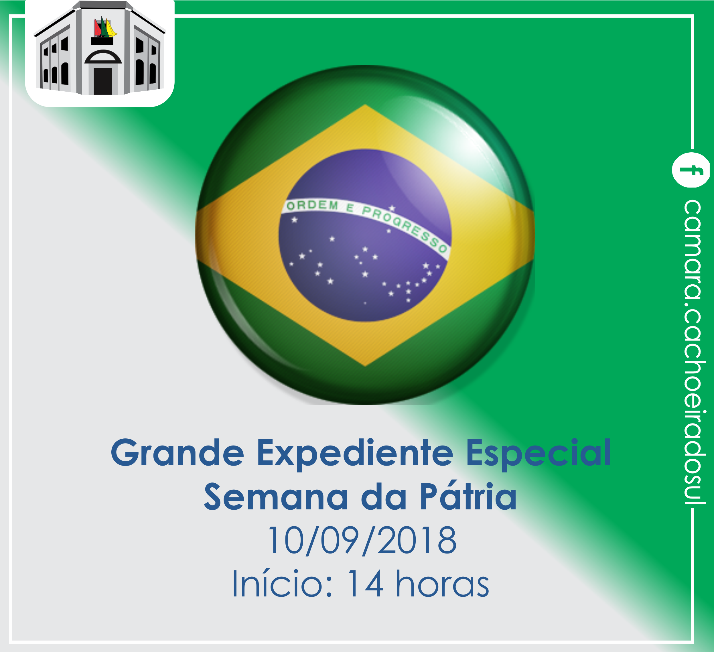 Câmara fará Grande Expediente Especial à Semana da Pátria.