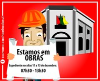 Câmara fará turno único por três dias para obras no prédio