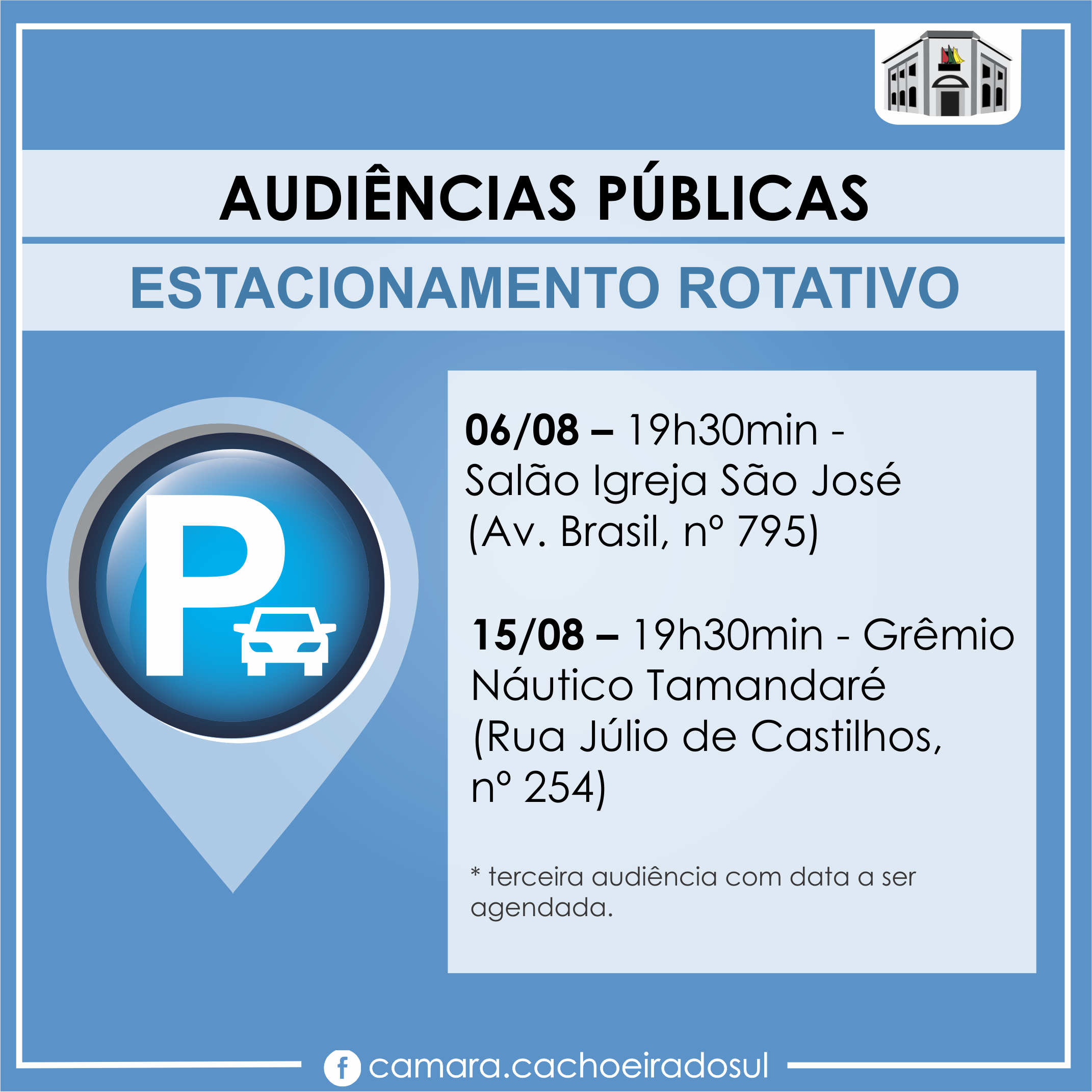 Definidas primeiras audiências públicas sobre o estacionamento rotativo