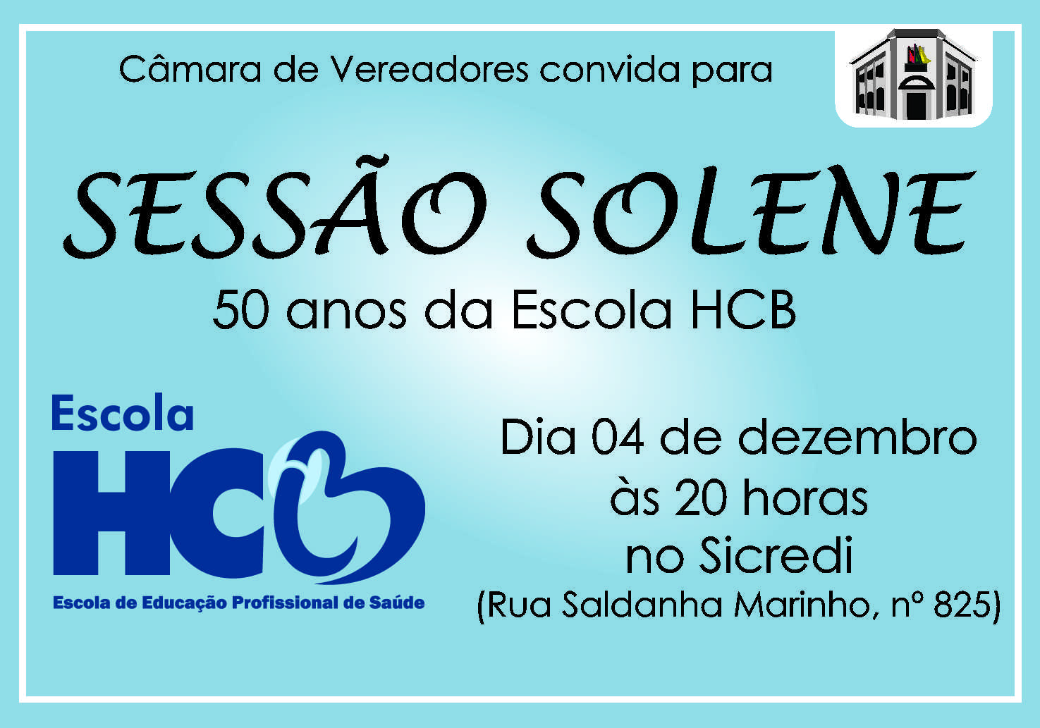 Sessão solene para os 50 anos da Escola HCB será amanhã