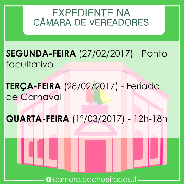 Feriado de Carnaval: Câmara terá ponto facultativo na segunda-feira