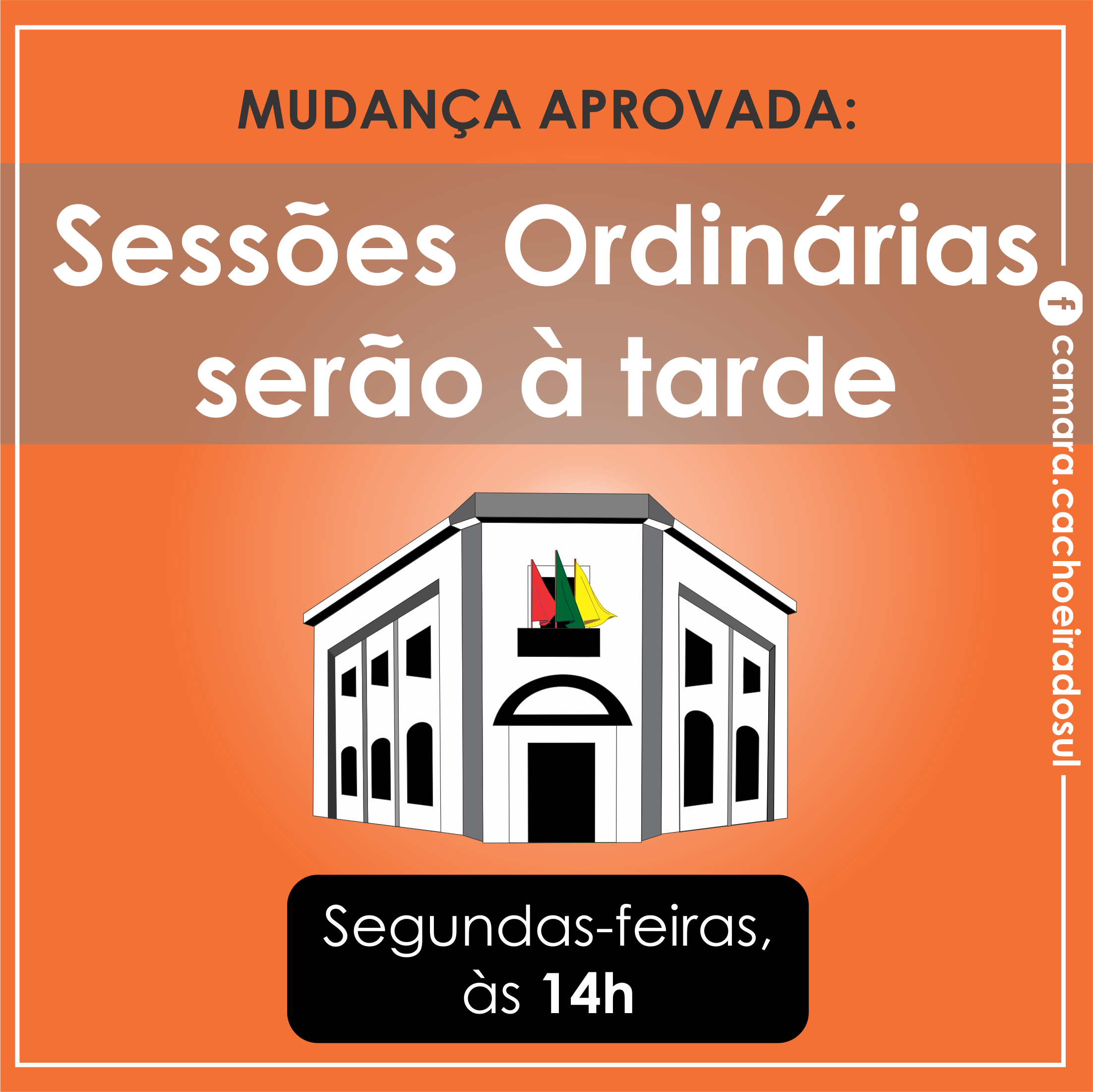 Mudança aprovada: sessão ordinárias da Câmara serão à tarde.