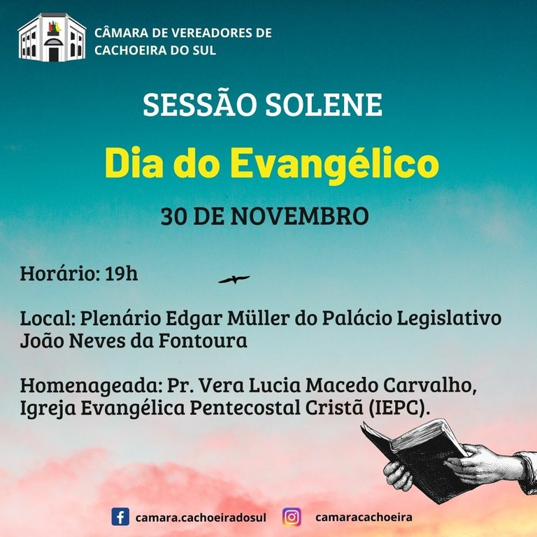 PREFEITURA PROMOVERÁ O DIA DO EVANGÉLICO, EM PARCERIA COM AS IGREJAS  EVANGÉLICAS