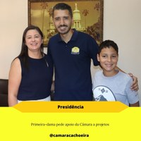 Primeira-dama pede apoio da Câmara a projetos 